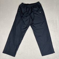 Vintage Y2K Nike Track Pants Mens XL Navy Baggy Wide Leg Ankle Zip Mesh Lined