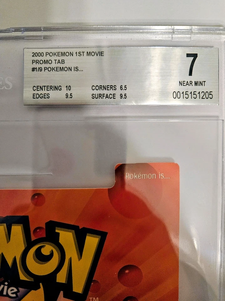 2000 Pokemon 1st Movie WB Staff Promo Tab Pikachu 1/9 BGS 7 NM Rare - Image 2 of 3
