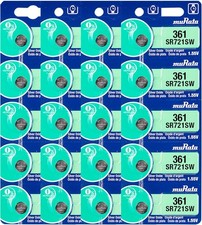 Murata 361 Battery SR721W 1.55V Silver Oxide Watch Button Cell (20 Batteries)