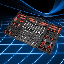 Orange Automotive Garage Mechanic's Repair Toolbox 220-Piece Tool Kit Package