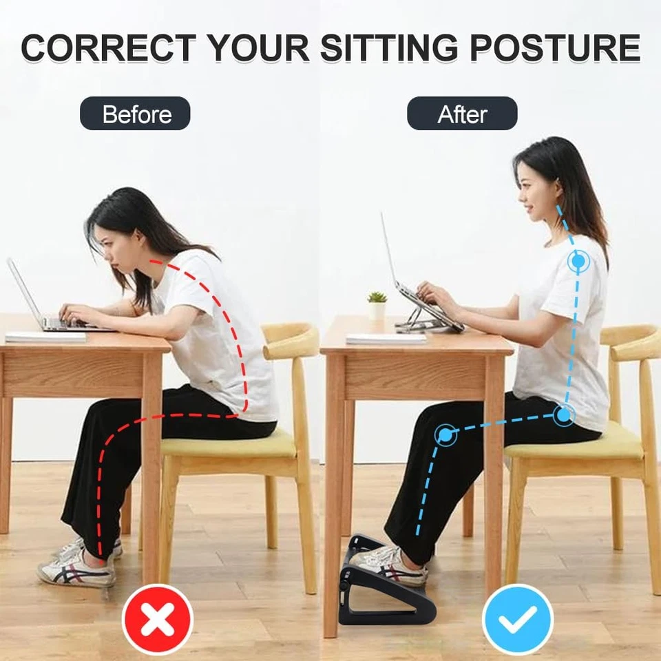 Adjustable Under Desk Foot Rest with Massage Rollers 6 Height Ergonomic Stool - Image 3 of 4