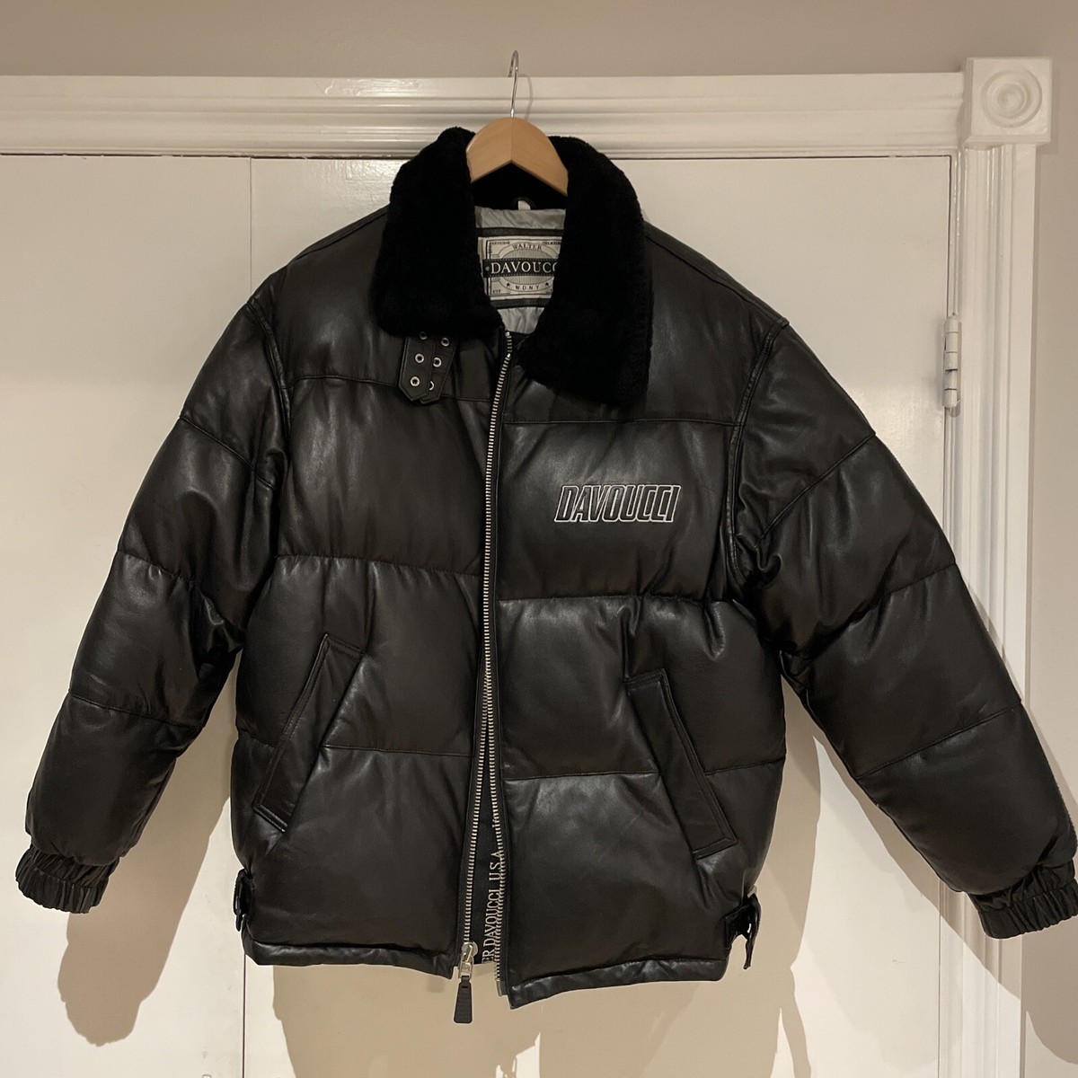 DAVOUCCI レザージャケット Davoucci jacket Leather puffer and Shearling Collar . Size L | eBay