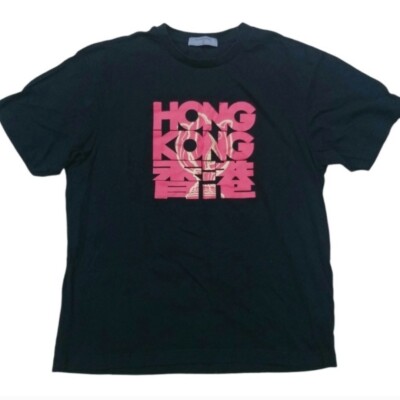 Giordano Hong Kong black Graphic tee shirt red lettering L Designer Streetwear 