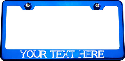 A Bit Empty Font Personalized Custom Laser Engraved Blue License Plate Frame