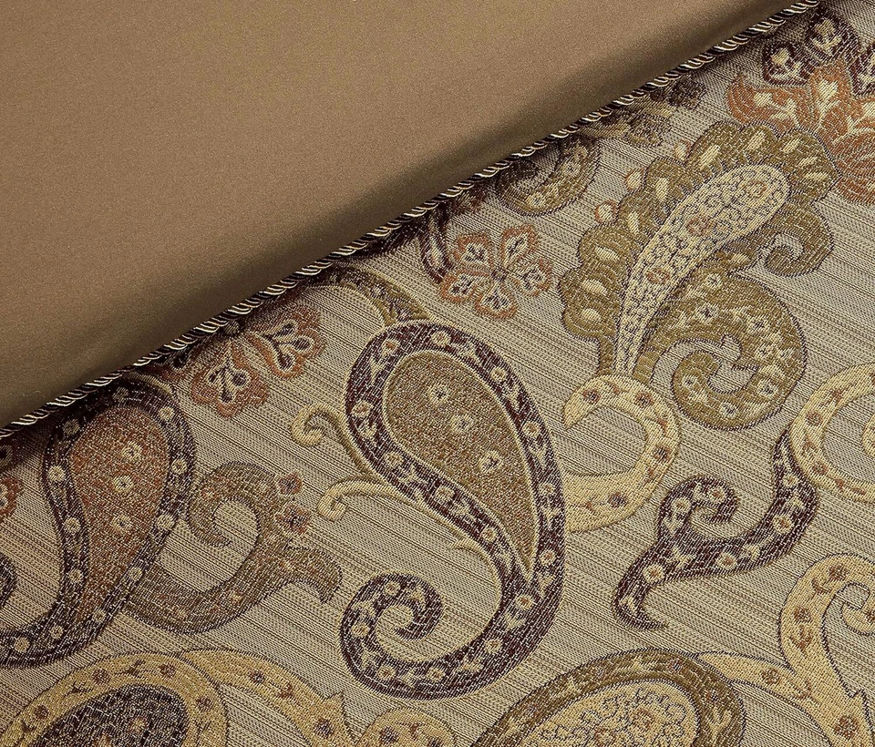 7-Piece Jacquard Bedding Ensemble Copper Brown Woven Paisley Comforter Set - Image 3 of 4