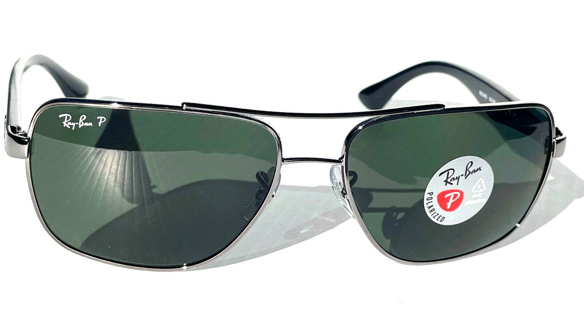 NEW Ray Ban Gunmetal Frame POLARIZED Green Grey Len Sunglass