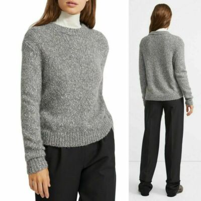 Theory Tweed Alpaca Soft Speckled Crewneck Sweater Medium Haether