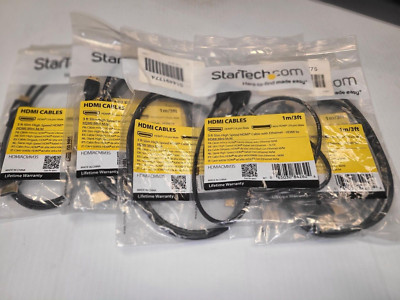 QTY=8 StarTech 3ft Slim High Speed HDMI Cable with Ethernet HDMI -HDMI Mini M/M