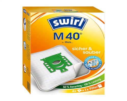 4 Staubsaugerbeutel Swirl M 40, M40 geeignet für Miele S 8360 