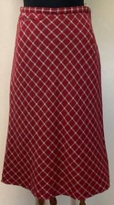 Vintage Evan Picone Red Plaid Lined Wool Casual Skirt with Coin Pocket Size 14