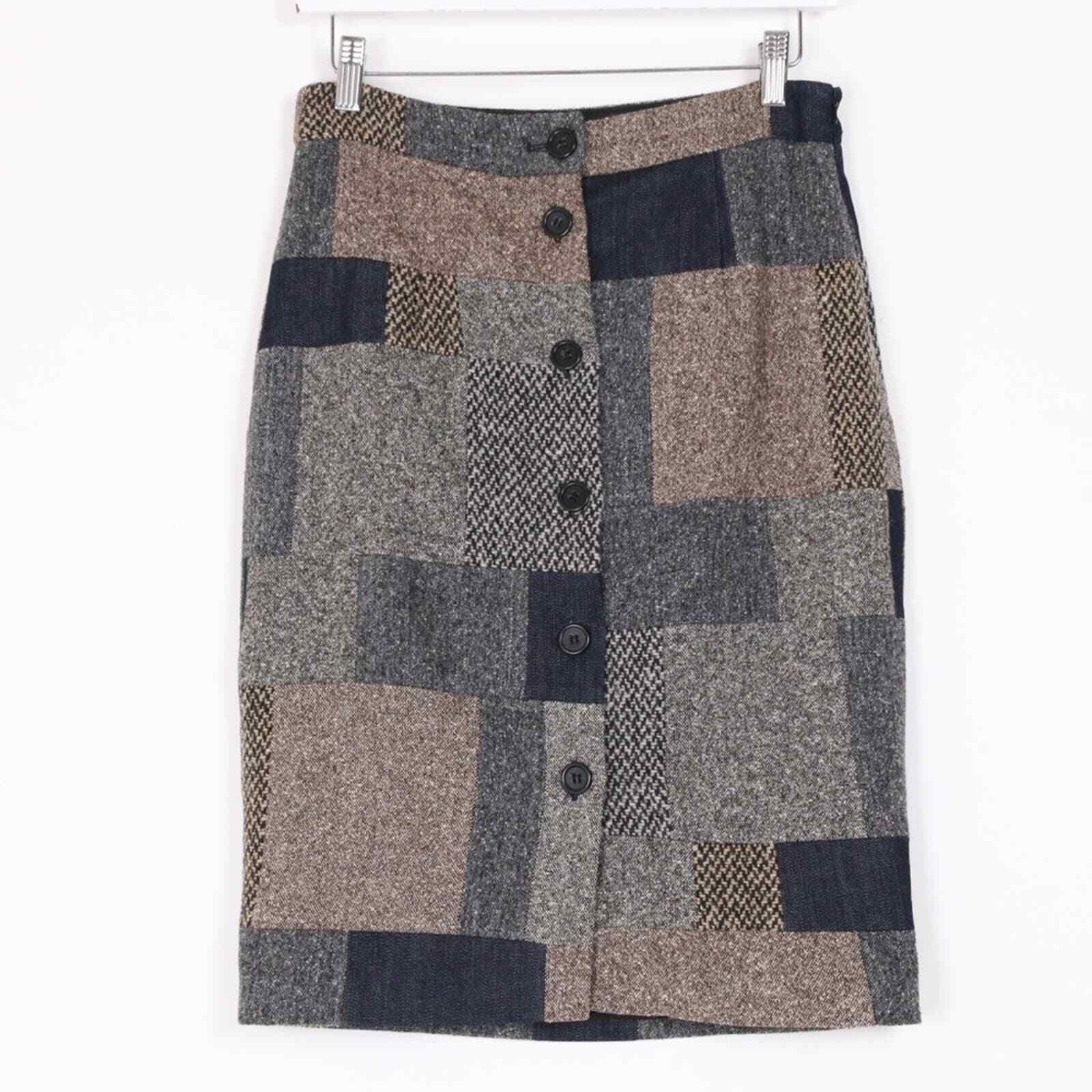Elizabeth and James Patchwork Button Front Skirt … - image 1