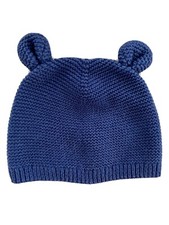 baby Gap knit hat with bear ears navy blue 100 cotton 0-6 months