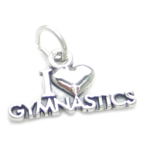 I Love Gymnastics sterling silver charm .925 x 1 Athletes Gymnast charms - Picture 1 of 5