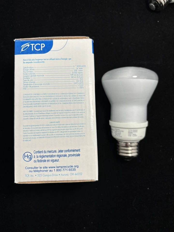⚡️5-pack⚡️TCP Compact Fluorescent R20 14W 120V 8000hrs 1R201451K 🐕 - Image 3 of 4