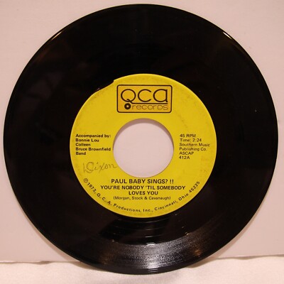 Paul Dixon 45 RPM Paul Baby Sings / You're Nobody 1973 Cincinnati Talk Show Host
