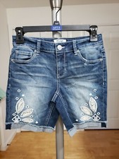 Girls SIZE12 Cuffed Bermuda Denim Shorts Adjustable Waist MUDD New Without Tags