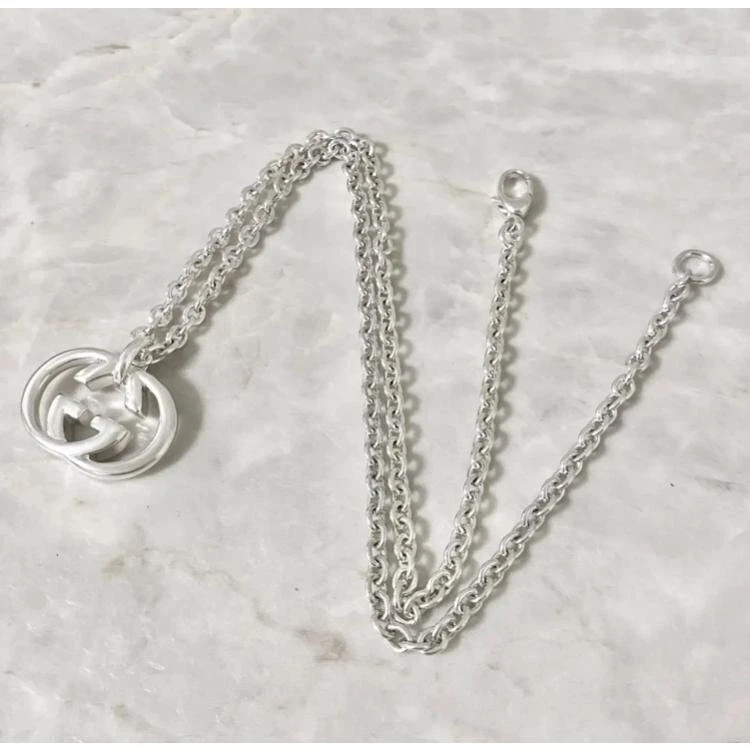 Collier GUCCI GG Argent SV 925 Homme Femme Accessoires Chaîne 49cm