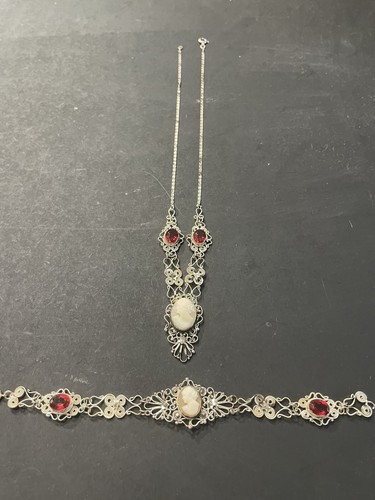 antique sterling silver jewelry set