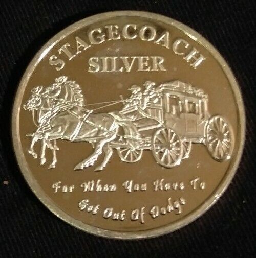 Brilliant 1oz Fractional Stagecoach Silver  Round
