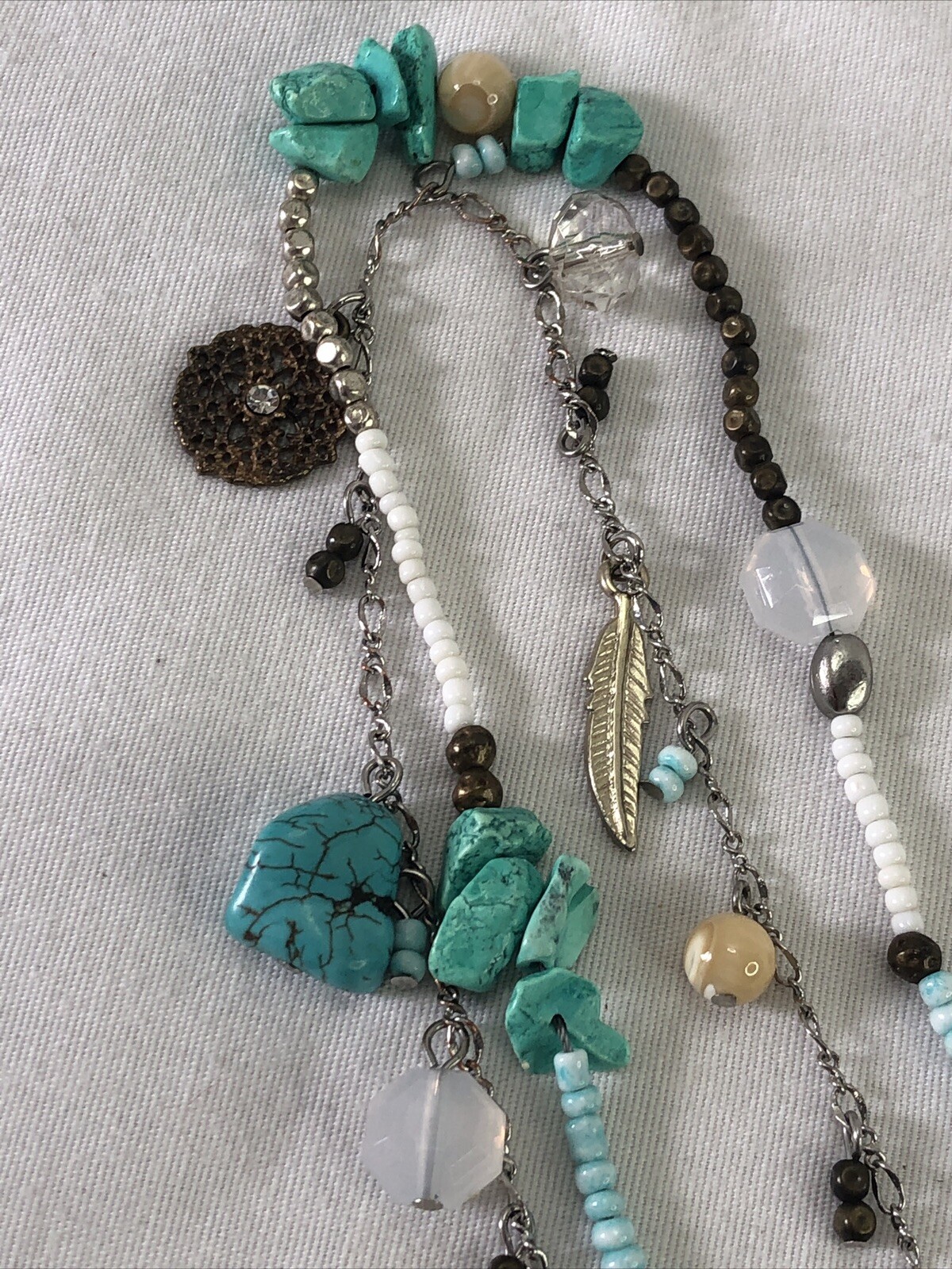 Express Signed Double Strand Turquoise Necklace S… - image 3