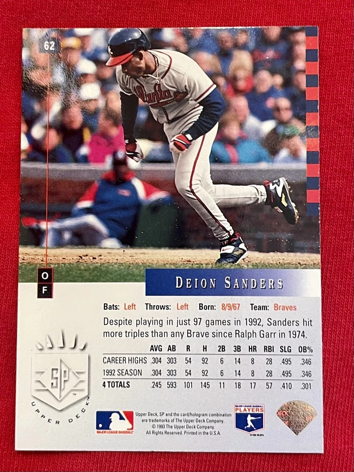 1993 Upper Deck SP Deion Sanders 62 Pack To Sleeve PRISTINE - Image 2 of 2
