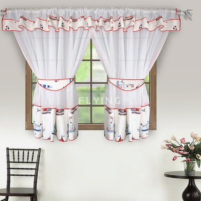 Fertiggardine Landhaus Maritime Schiff Gardine Fenstergardine m Raffhalter 3tlg | eBay