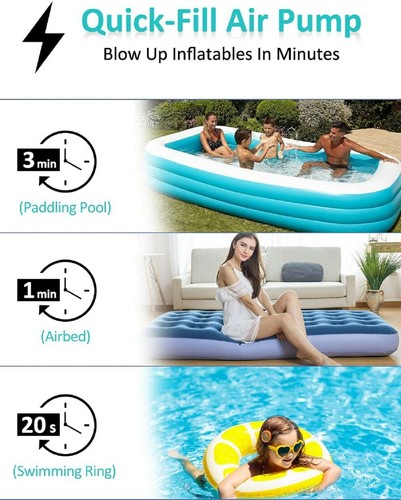 Inflador De Colchones De Aire Recargable Portatil Multifuncional Piscina Calidad - Picture 7 of 12