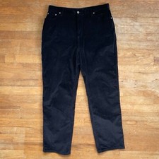 Vintage Black Velvet Pants Size XL 16 35" Waist 1990s High Waist Cotton Trousers