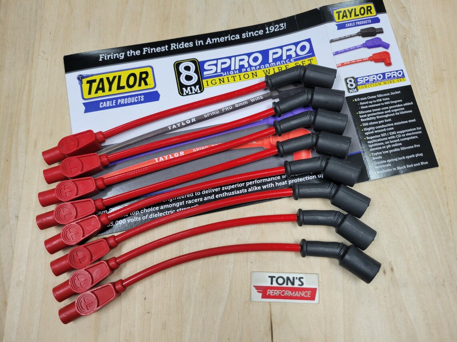Taylor 72205 Red LS High Performance Spark Plug Wire Set LS1 Spiro