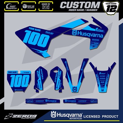 HUSQVARNA TC50 TC65 MOTOCROSS GRAFIK CUSTOM MX GRAFIK KIT 50 65 BLOK BLU/BLU