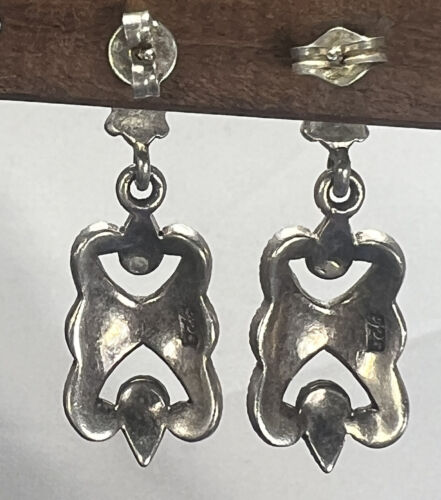 Orecchini pendenti vintage argento sterling - ART DECO REVIVAL marcasite SS244 - Foto 3 di 6