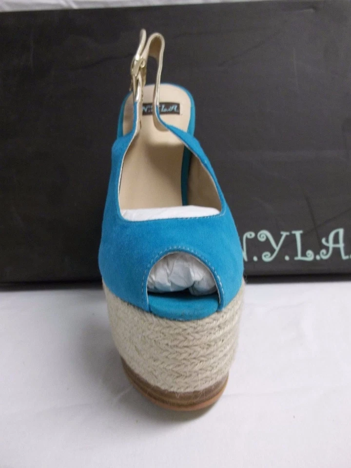 N.Y.L.A. Nuevos zapatos para mujer talla 7,5 M de gamuza azul perla con cordones Foto 2 de 4