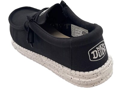 Hey Dude Wally Slub Canvas Mens Slip on Loafers BLACK Shoes