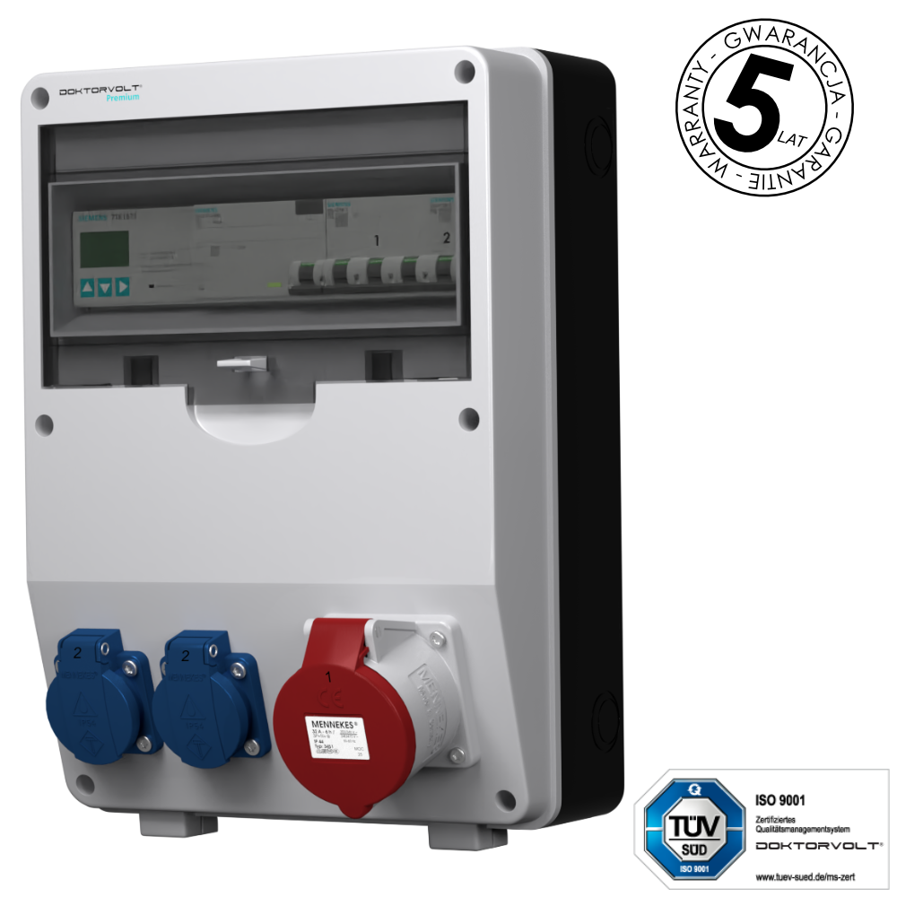 Distributore di corrente 32A 2x230V pTD-S/FI 3P contatore SIEMENS e MENNEKES ...