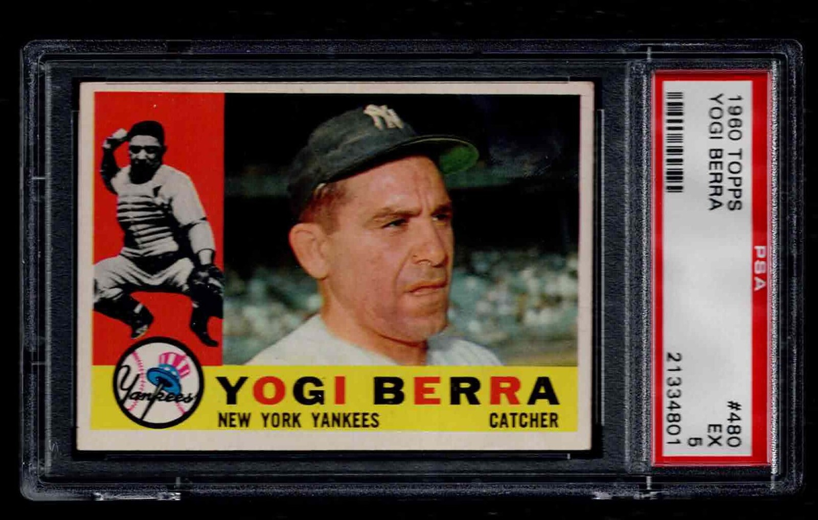 1960 TOPPS Baseball #480 Yogi Berra New York Yankees HOF PSA 5