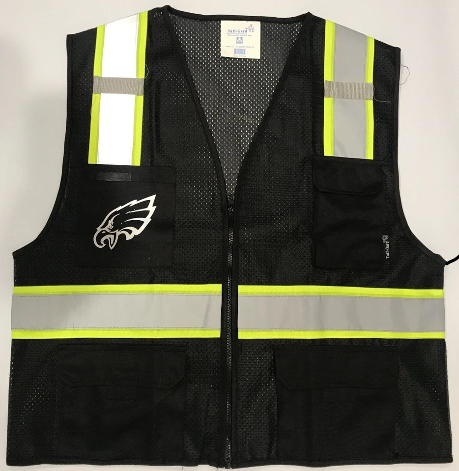 PHILADELPHIA EAGLES BLACK REFLECTIVE SAFETY VEST W/REFLECTIVE LOGO - Image 2 of 2