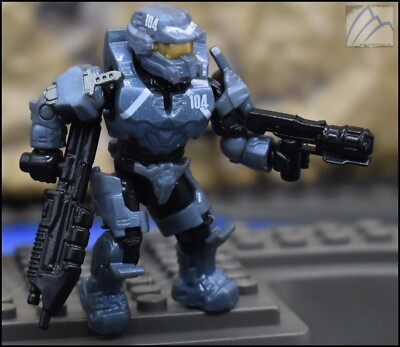 HALO MEGA BLOKS CONSTRUX STEEL BLUE SPARTAN CENTURION FRED-104 MINI FIGURE CND02