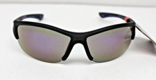 Foster Grant Black Blue 1/2 Rim Sunglasses w Blue Mir Lens 100 UV Gr8est BLK