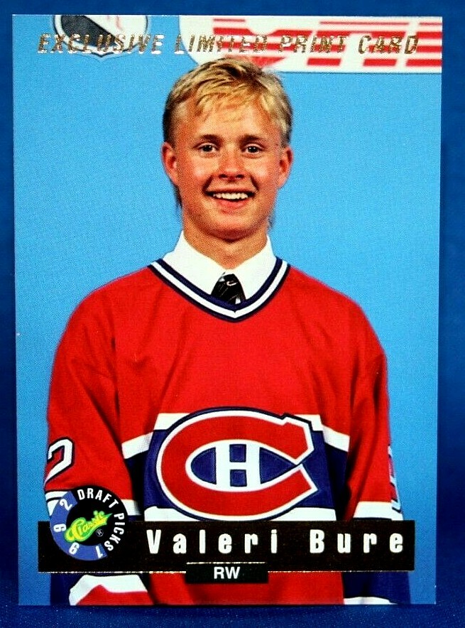 1992 Classic Draft Picks Valeri Bure ROOKIE Exclusive Limited Print Card #LP9