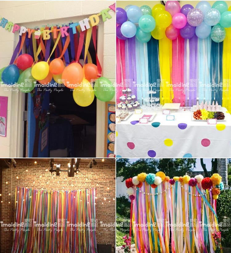 Paper Crepe Party Streamers Decorations Backdrop Streamer Tassels Tissue  Decorative Rainbow Hanging Birthday Wedding 