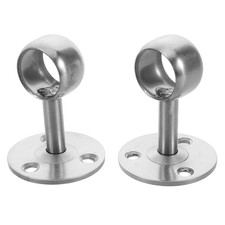 2 Pcs Stainless Steel Wall Bracket Curtain Rod Holders for Shower Wardrobe