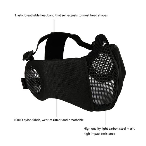 MH Tactical Fast Helmet Combined,with Foldable Ear Protection Half Face Mesh ... - Bild 5 von 6