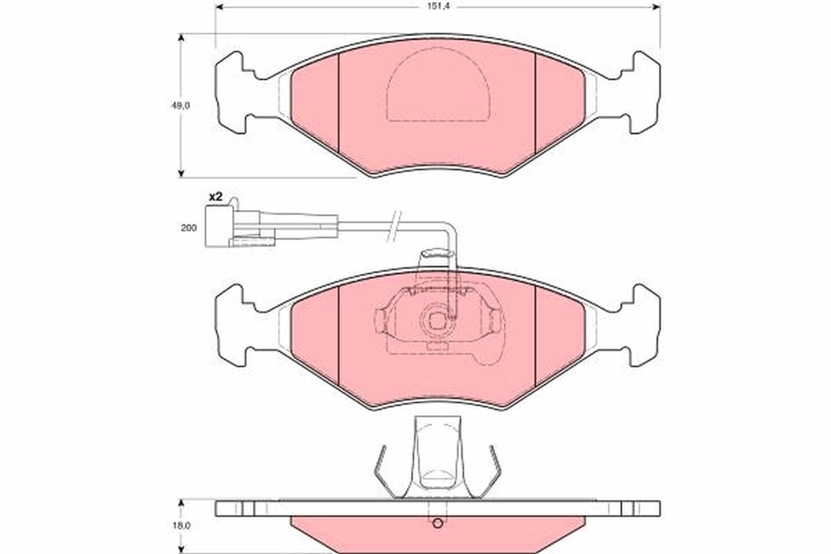 Fits TRW GDB1393 BRAKE PAD SET, DISC BRAKE
