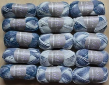 Nashua Wooly Stripes Yarn 15 Skeins Brand New WS09 Faded Blues