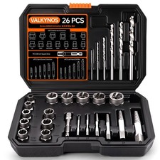 26 Pcs Screw Extractor Bolt Extractor Set and Left-Hand Drill Bit Set, with Hex
