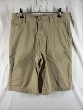 Nautica Khaki Tan Boys Size 16 Shorts Canvas 12 Inseam Casual Cotton Chino