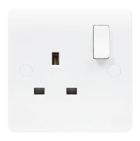 Newlec Slimline Curved 13A 1 Gang Single Pole Switched Socket