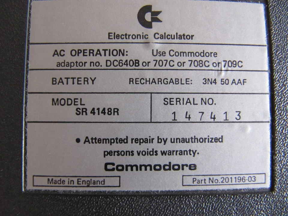 Commodore SR 4148R Taschenrechner mit Etui calculator vintage retro ca 1975 - Bild 4 von 4