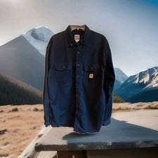 Carhartt Shirt Mens XL FR Flame Resistant Button Up Navy Blue Long Sleeve