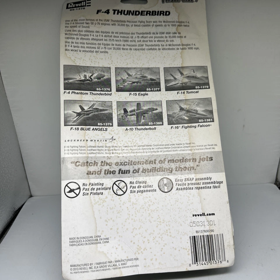 Revell F-4 Thunderbird Plane 1:100 Scale Snap Tite Model Kit #85-1376 Open Box - Image 4 of 4